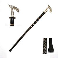Nautical World Handmade Vintage Aluminum Dragon Crafted Wooden Walking Stick Cane Antique Style for Men, Affordable Gift Decorative Walking Cane Fashion Statement for Men/Women/Seniors/Grandparents!