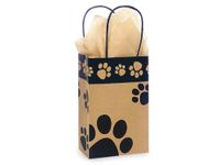 Kraft Paw Print Paper Small Shopper Gift Bag - Quantity of 5