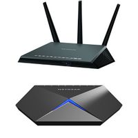 NETGEAR Nighthawk AC1900 Dual Band Wi-Fi Gigabit Router (R7000) with Open Source Support and Nighthawk S8000 Gaming & Streaming Advanced 8-Port Gigabit Ethernet Switch (GS808E) Bundle