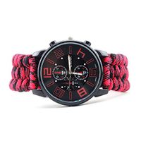 Multifunctional Survival Paracord Bracelet Watch, 7 in 1 Waterproof Emergency Survival Luminous Watch Including Rope Whistle Watch Compass Fire Starter,D