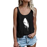 Tanks For Women 2019, Liraly Ladies leaf Print Vest Sleeveless Loose Crop Tops T-Shirt(Black,US-10 /CN-XL)
