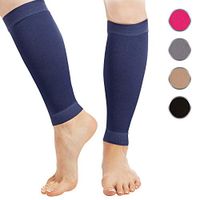 Calf Compression Sleeve for Men and Women - 1-Pair, 23-32 mmHg - Footless Socks for Shin Splint and Leg Cramps Pain Relief, Running, Sports, Travel - Nude, Large