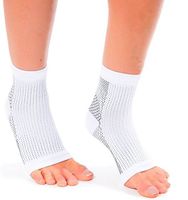 MojaSports Ankle Compression Socks Plantar Fasciitis Foot Sleeves for Arch Support - Relieve Pain, Eases Swelling & Heel Spurs - Better Than Night Splint or Brace (Wht-LgXL-1Pr)…