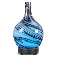 100ml Glass Aromatic Essential Oil Diffuser Cold mist humidifier with 4 Time Setting and 7 Colors LED Lights for Home Bedroom Office Yoga SPA (Handmade Glass)