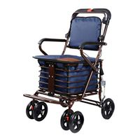 Handiy Four-Wheeled Shopping Cart for The Elderly, A Walker with Wheeled Seats, Seat Folding Roller Cart -by TIANTA (Color : Solid Color)