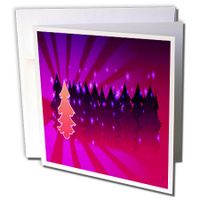 3dRose Christmas Trees in Shades of Magenta - Greeting Cards, 6 x 6 inches, set of 12 (gc_8032_2)