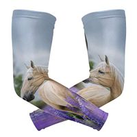 WXLIFE Lavender Animal White Horse Sun Uv Protection Sport Arm Sleeves for Men Women Kids Running Basketball Cycling Arm Warmer Sleeves 1 Pair