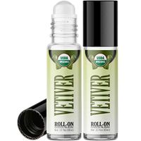 Organic Vetiver Roll On Essential Oil Rollerball (2 Pack - USDA Certified Organic) Pre-diluted with Glass Roller Ball for Aromatherapy, Kids, Children, Adults Topical Skin Application - 10ml Bottle