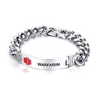VNOX WARFARIN Bracelet Stainless Steel Medical Alert ID Bracelet for Unisex 8.3"