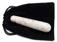 Fundamental Rockhound Products: Rare Cinnabite Cinnabar Massage Wand Natural Gemstone Crystal, grounding Stone with Carrying Pouch