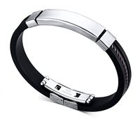 HUANIAN DIY Personalized Custom Engraving Plain Stainless Steel Medical ID Bangle for Men Women, Name Plate Identity Bracelet