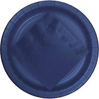 [24 pcs] Navy Blue Paper Plates with [50 pcs] Navy Party Napkins