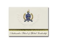 Signature Announcements Ambassador School of Global Leadership (Los Angeles, CA) Graduation Announcements, Presidential Elite Pack 25 with Gold & Blue Metallic Foil seal