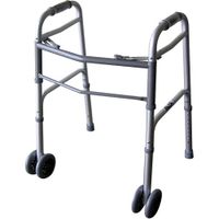 Beriatric Dual Button Folding Walker With Wheels