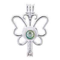 10pcs Butterfly Pearl Cage Bright Silver Beads Cage Locket Pendant Jewelry Making-for Oyster Pearls, Essential Oil Diffuser, Fun Gifts (Butterfly)