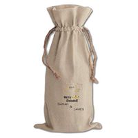Custom We're engaged Rings Couple Cotton Canvas Wine Bag Cotton Drawstring