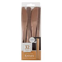 JAM PAPER Premium Utensils Party Pack - Plastic Knives - Metallic Rose Gold - 32 Disposable Knives/Box