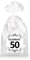 Elegant Celebrate 50th Birthday Party Favor Bags with Ties - 12pack