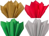 Assorted 4 Colors Christmas Holiday Colors Gift Grade Tissue Paper Sheets - 15" x 20" Silver, Green, Gold, Red - Choose Package Amount (96)