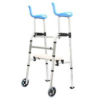 HYXQY-ZY Elderly Folding Walker|Adjustable|with Arm Pad and Wheels|Disabled and Elderly People|Slip-Proof Stable|with Sitting Board (Color : with seat Plate)