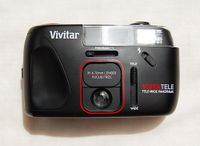 Vivitar Vista Tele Tele-Wide Panorama 35mm Film Camera w/35 & 70mm Lens Focus Free Camera (Black Color Camera)