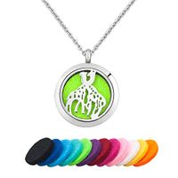 Third Time Charm Giraffe Essential Oil Diffuser Necklace Locket Pendant Aromatherapy Jewelry, 12 Refill Pads