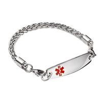 linnalove-Stainless Steel Wheat Chain Interchangeable Medical Alert Bracelets-Free Engraving(1347/7.5")