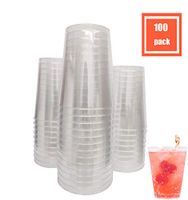 RICPOK 10 Oz. Pack Of 100 Premium Clear Hard Disposable Party Plastic Tea Tumbler/Cup