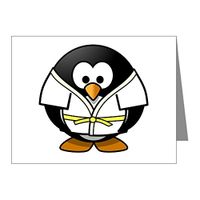 Note Cards (10 Pack) Little Round Penguin - Martial Arts Karate Judo