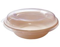 [500 SETS] 32 oz Round Disposable Bowls with Lids- Natural Sugarcane Bagasse Bamboo Fibers Sturdy 32 Ounce Compostable Eco Friendly Environmental Paper Plastic Bowl Alternative 100% by-product