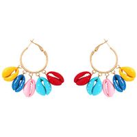 Tanwpn New Fashion Simple Geometric Round Earrings Earrings Bohemian Metal Shell Earrings for Ladies Girls Jewelry Gift (White)
