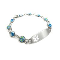 My Identity Doctor - Medical Bracelet for Women with Custom Engraving - 1cm Steel, Glass - White - Wrist Size 6 Inch