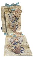 Punch Studio Glitter 3D Embellished Small Gift Bags ~ Celestial Silver Blue Angel 62363, Set of 2