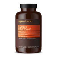 Amazon Elements Super Omega-3 with Natural Lemon Flavor - EPA & DHA Omega-3 fatty acids - 120 Softgels (1280 mg per serving, 2 Softgels) (Packaging may vary)