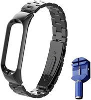 OLLIVAN for Xiaomi Mi Band 4 Strap, Mi Band 4 Mi Band 3 Wristbands Metal Replacement Bracelet Accessories Adjustable Wrist Straps for Xiaomi Mi Band 4 Mi Band 3 -No Tracker (Black)