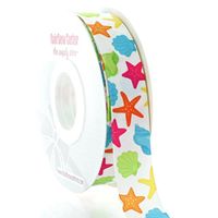 7/8" Shells & Starfish Grosgrain Ribbon 100yd