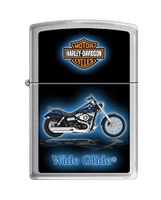 Zippo Harley-Davidson Wide Glide Motorcycle Brushed Chrome Pocket Lighter