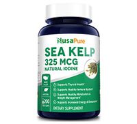 Sea Kelp 325mcg 200 Veggie Capsules (Non-GMO & Gluten Free,Made with Organic kelp) - for Weight Loss, Thyroid Support, Helps with Hair and Nail Health, Anti-Aging & Boosts Vitamin A, B, C, D, E and K