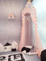 XINHUANG Yarn Canopy, Bed Canopy Kids Baby Nursery Bed Curtain Yarn Deco Mosquito net Insect Repellent for Princess Play Tents Baby Bed & Bedroom Decoration, with Star Garland (Color : Pink)