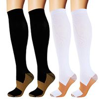 Copper Compression Socks for Men & Women 20-30 mmHg Medical Graduated Compression Stockings for Nurses Shin Splints Diabetic Sports Running Pregnancy (Black+White, Large/X-Large)