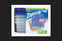 Ziploc Container, Small Square - 40 oz - 4 ct