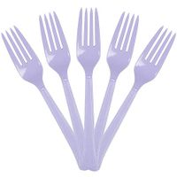 JAM PAPER Premium Utensils Party Pack - Plastic Forks - Light Purple/Lilac - 48 Disposable Forks/Pack