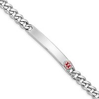 925 Sterling Silver Enameled Medical Alert Id Curb Link Bracelet 8 Inch Fine Jewelry For Women Gifts For Her