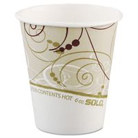 SOLO Cup Company Paper Hot Cups, Polylined, 6 oz., Symphony Design, Beige/White, 50/Bag - 20 sleeves of 50 cups. 1000 per case.