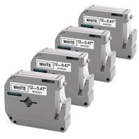 M Tape M-K231s 12mm 0.47 Inch White M-K231 MK-231 M231 P-Touch Tape Compatible with Brother Ptouch PT M95 80 90 65 Label Maker, Black on White 1/2 Inch x 8m 4-Pack
