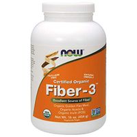NOW Supplements, Fiber-3, Certified Organic, Non-GMO Project Verified, Psyllium Free, with Organic Golden Flax Meal, Acacia & Inulin, 16-Ounce