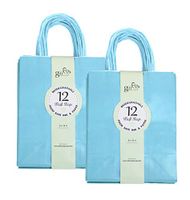Gift Expressions 24CT Medium Light Blue Biodegradable, Food Safe Ink & Paper, Premium Quality Paper (Sturdy & Thicker), Kraft Bag with Colored Sturdy Handles (Medium, Light Blue)