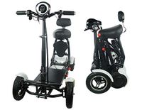 Foldable Lightweight Heavy Duty Lithium Battery Electric Power Wheelchair Multi Terrain Easy Travel (White)
