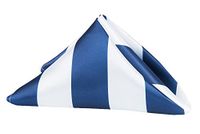50 Pk, Stripe 20"x20" Satin Napkin Approx. 20"x20" square Edge: Hemmed - Navy Blue & White