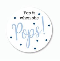 40ct, Pop it When She Pops Stickers, Baby Shower Champagne, Beer, Soda, Wine Favor Stickers, 2 inches (#007-BG)